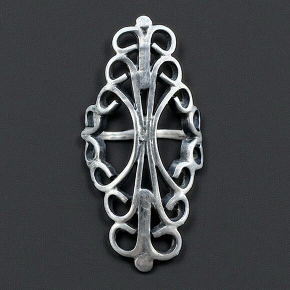 Mexican Sterling Silver Abstract Scroll Ring Vintage Modernist Midcentury Size 6 - Picture 1 of 6